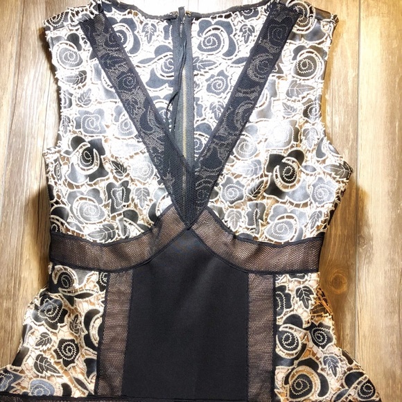 NEW Tracy Reese Black Lace Flared Inset Dress - Picture 4 of 8